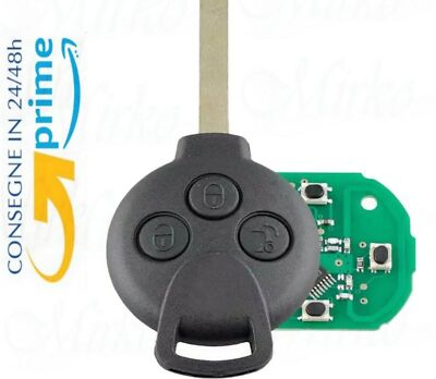Chiave Telecomando Completa per Smart Fortwo 451 - 3 Tasti con Scheda Elettronica e Chip Transponder 433Mhz