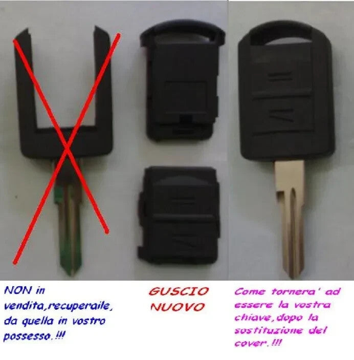 Cover Chiave Opel Corsa Meriva Astra Agila Tigra Combo Guscio 2 Tasti Ricambio *
