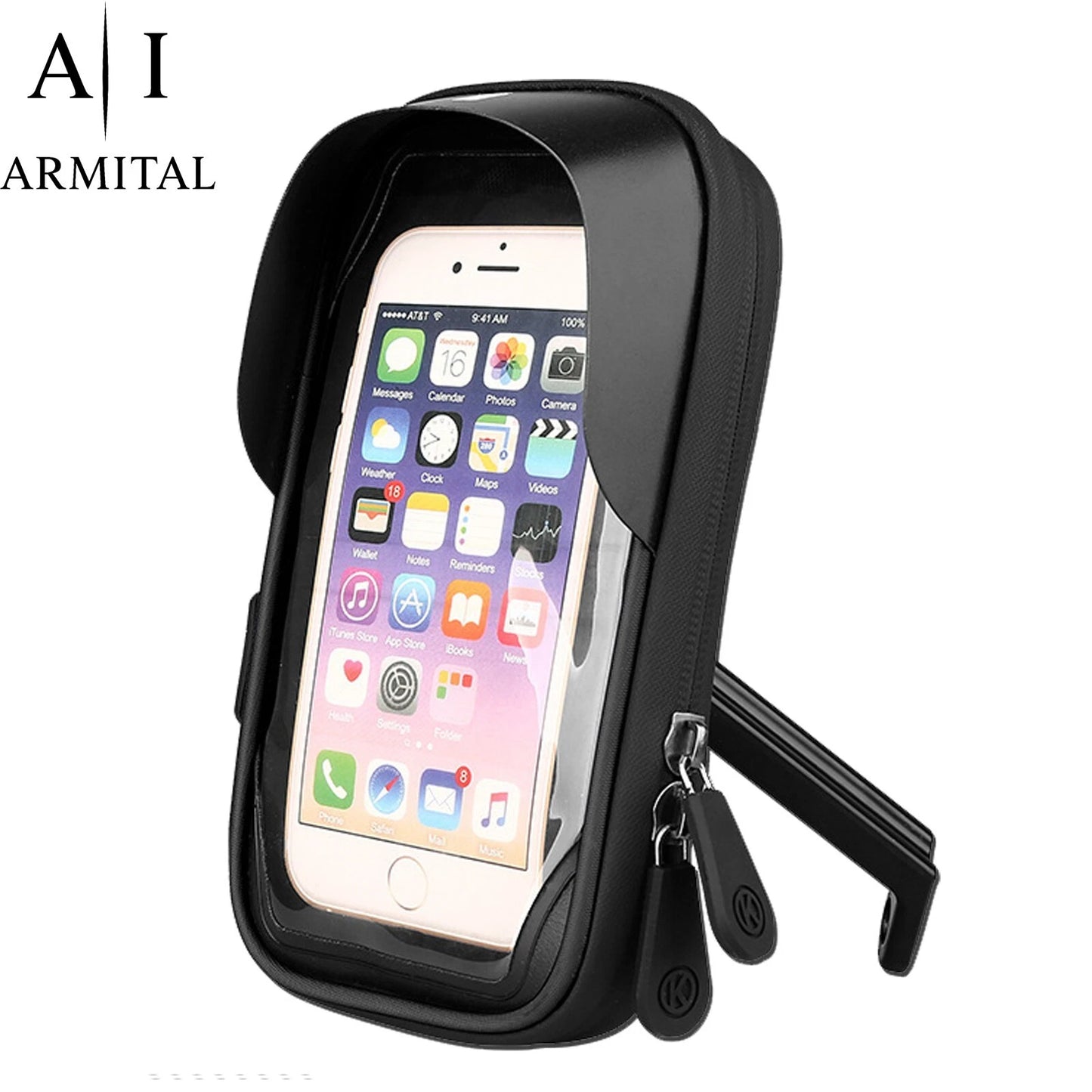 Supporto Smartphone Impermeabile Per Bici E Moto Rotazione 360 Gradi Con Visiera Parasole E Touch Screen Sensibile
