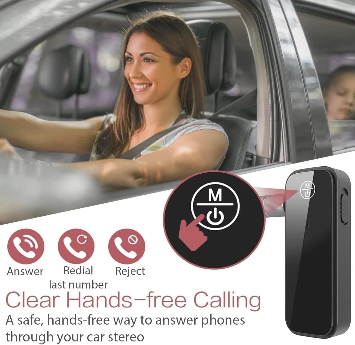 Adattatore Ricevitore Bluetooth 5.0 AUX per Auto Stereo Microfono Integrato HD