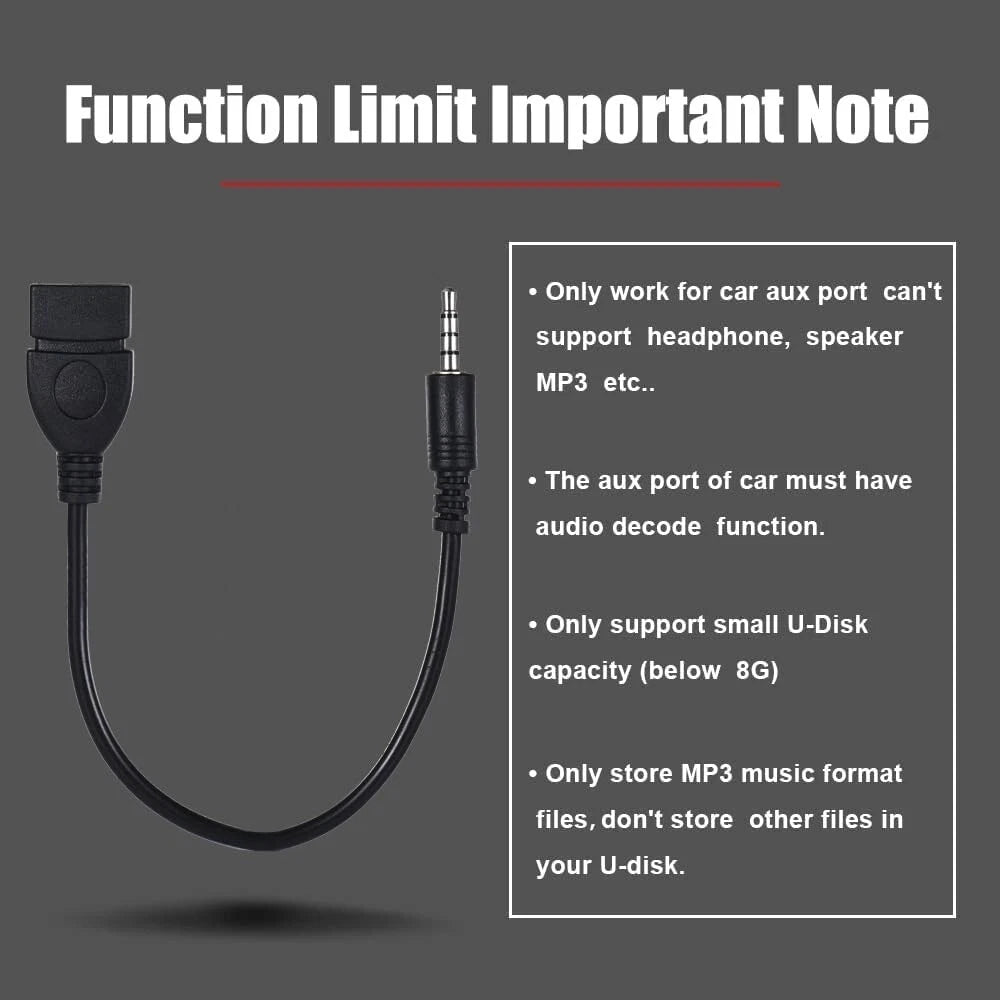 Adattatore Audio AUX Jack 3.5mm Maschio a USB 2.0 Femmina OTG Cavo Convertitore