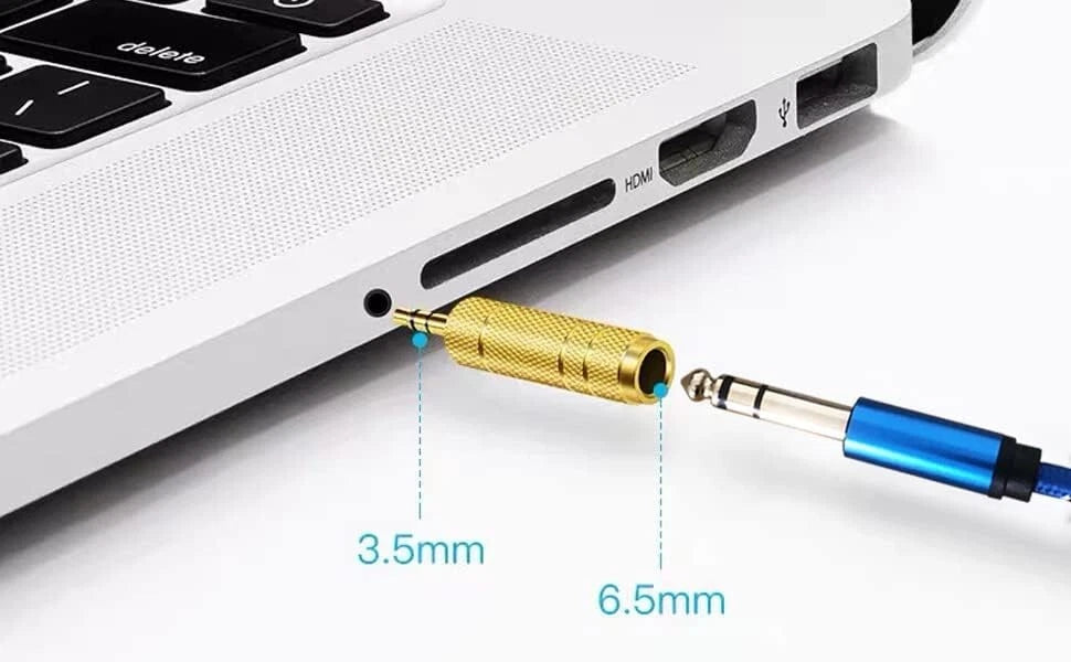 Adattatore Audio Jack 6.35mm Maschio a 3.5mm Femmina Stereo TRS Placcato Oro