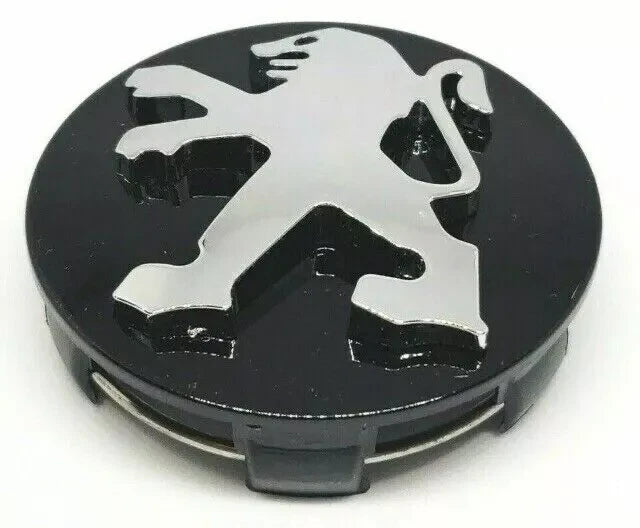 Set 4 Tappi Coprimozzo Per Cerchi In Lega Diametro 60mm Nero Lucido E Argento Compatibili Con Peugeot Ricambio Borchie In ABS