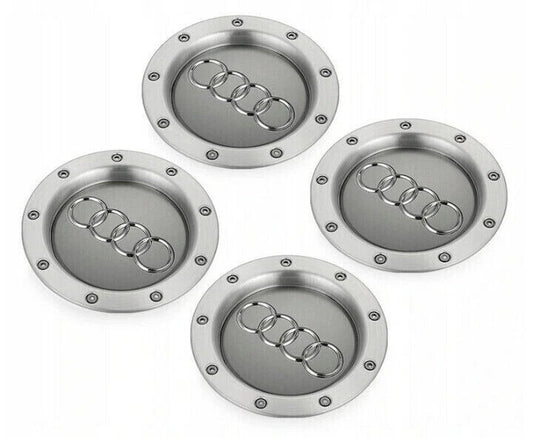 4 Coprimozzi Audi 146mm Cerchi Lega Argento Opaco A3 A4 A5 A6 TT - New *