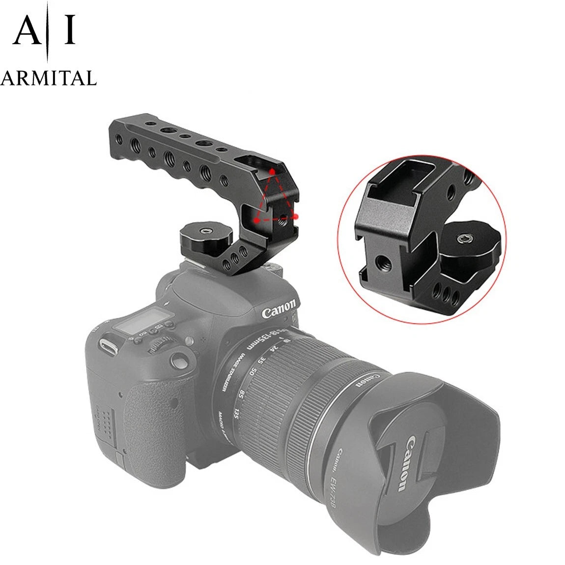 Maniglia Superiore Alluminio CNC per Fotocamere DSLR Mirrorless con Cold Shoe