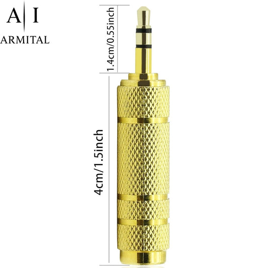 Adattatore Audio Jack 6.35mm Maschio a 3.5mm Femmina Stereo TRS Placcato Oro
