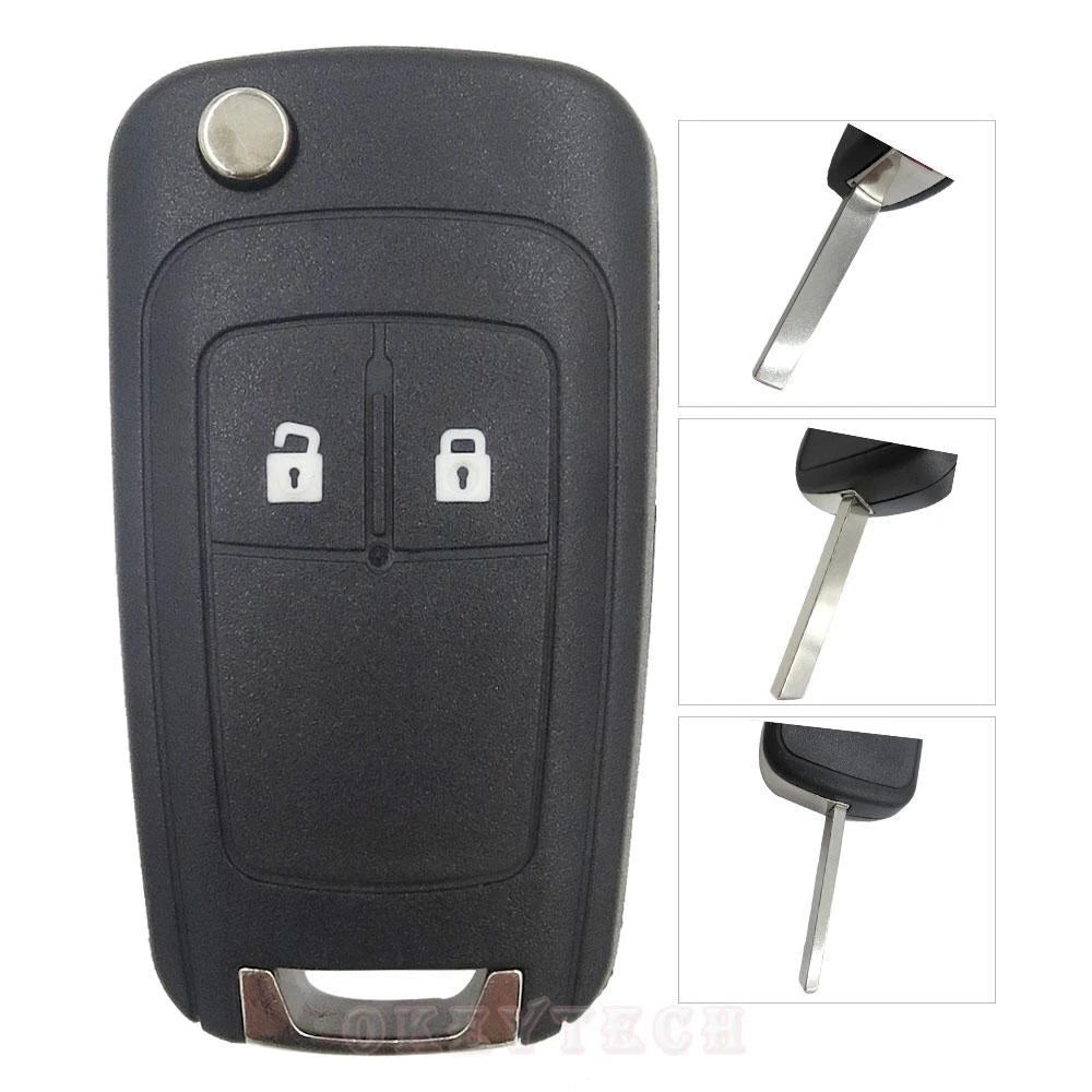 Guscio Chiave Telecomando 2 Tasti Compatibile Con Chevrolet Cruze Aveo Spark Captiva Trax Orlando - Cover Ricambio Con Lama A Scatto E Kit Montaggio