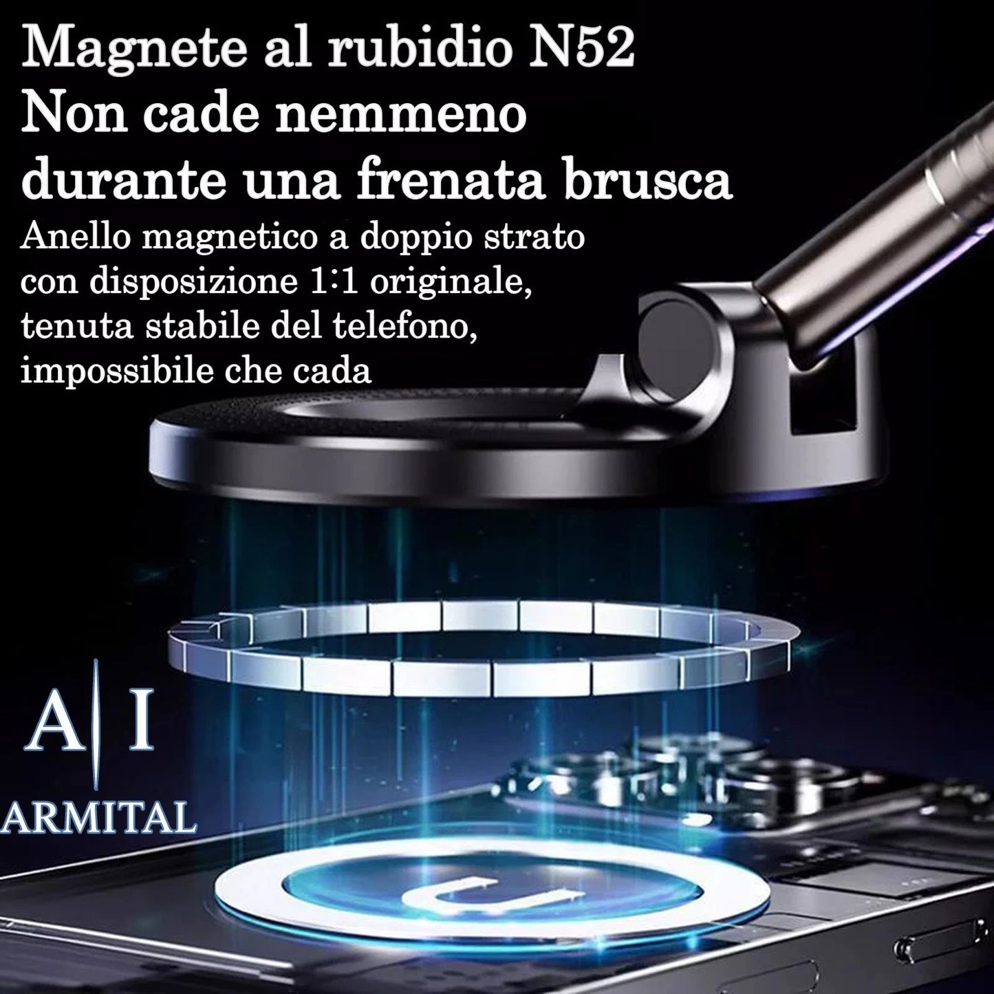 Supporto Auto Magnetico Universale Pieghevole N52 per iPhone MagSafe e Android