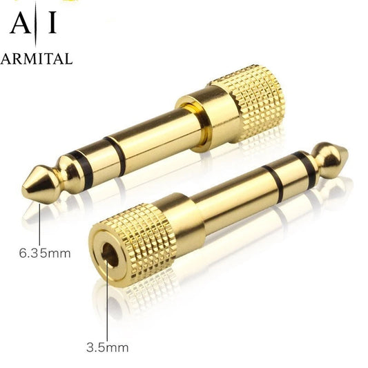 Adattatore Audio Jack 6.35mm Maschio a 3.5mm Femmina Cuffie Stereo Placcato Oro