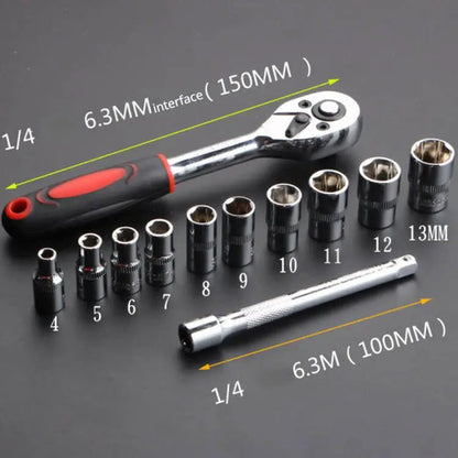 Set 12 Chiavi a Bussola con Cricchetto per Manutenzione Moto Bici e Auto