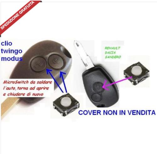 Micro Interruttore Pulsante Copertura Chiave per Renault Clio, Modus, Twingo, Dacia Duster – Ricambio Auto Affidabile e Facile da Installare