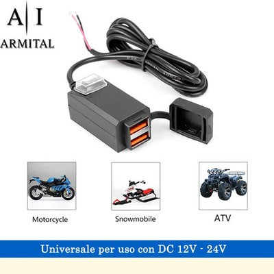 Caricatore USB Moto Impermeabile 12V Con Doppia Porta Ricarica Rapida QC3.0 Voltmetro Digitale E Interruttore On Off Universale Per Manubrio