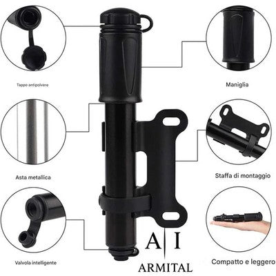 Mini Pompa Portatile Per Bicicletta 100 PSI In Lega Di Alluminio Valvola Presta E Schrader Per MTB Bici Da Corsa E BMX