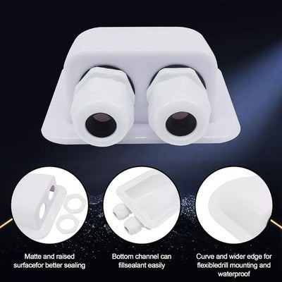 Passacavo Solare Doppio Impermeabile IP68 In ABS Bianco Per Camper, Caravan E Barche - Ideale Per Pannelli Solari E Antenne SAT