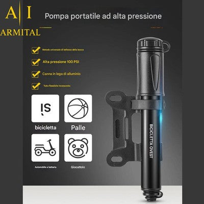 Mini Pompa Portatile Per Bicicletta 100 PSI In Lega Di Alluminio Valvola Presta E Schrader Per MTB Bici Da Corsa E BMX