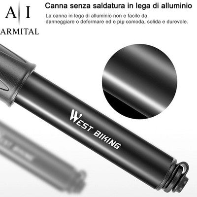Mini Pompa Portatile Per Bicicletta 100 PSI In Lega Di Alluminio Valvola Presta E Schrader Per MTB Bici Da Corsa E BMX