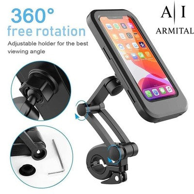 Supporto Cellulare Impermeabile Per Moto E Bici Rotazione 360 Gradi Touch Screen Universale Fino A 6.7 Pollici Anti Vibrazione