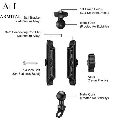 Supporto Specchietto Moto per GoPro e Action Cam in Alluminio Rinforzato con Rotazione 360 Gradi e Sistema Antivibrazione Professionale