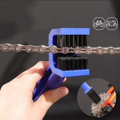 Spazzola Professionale Pulizia Catena Moto e Bici In Nylon ABS Design Ergonomico Tre Lati Universale Per Manutenzione Trasmissione