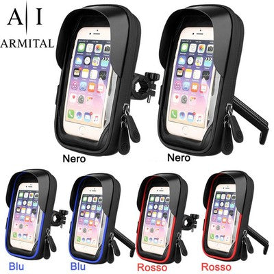 Supporto Cellulare Impermeabile per Bici e Moto Rotazione 360 Gradi con Parasole Custodia Smartphone Universale per Manubrio e Specchietto