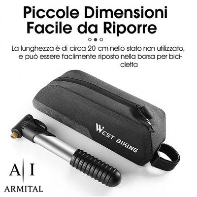 Mini Pompa Portatile Per Bicicletta 70 PSI In Alluminio Valvola Presta E Schrader Per MTB E Bici Da Corsa Compatta E Leggera