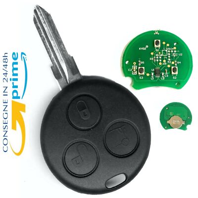 Chiave Telecomando Completa Di Chip Per Smart Fortwo 450 Guscio 3 Tasti E Lama Vergine