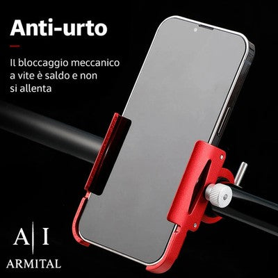 Supporto Smartphone Universale in Lega di Alluminio Rotazione 360 Gradi per Bicicletta Moto MTB E-Bike e Scooter Professionale Anti-Vibrazione
