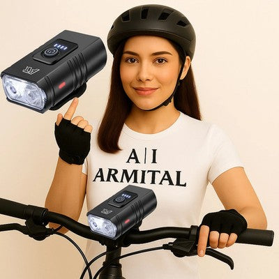 Luce Anteriore Per Bicicletta Doppio LED T6 Potente Ricaricabile USB-C Impermeabile 6 Modalità Illuminazione Professionale Per Ciclismo E Outdoor