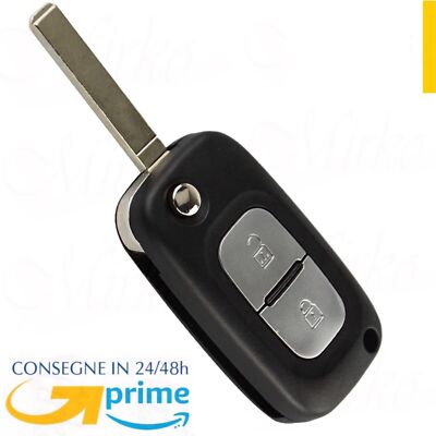 Guscio Chiave Telecomando Compatibile Renault Clio Twingo Kangoo - Cover Ricambio 2 Tasti a Scatto Alta Qualità