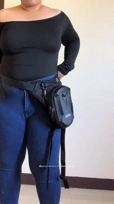 Marsupio Da Gamba Moto Impermeabile In Eva Guscio Rigido Borsa Cosciale Regolabile E Tracolla Multiuso Nera