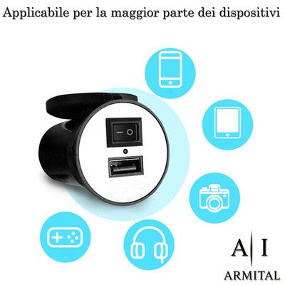 Caricabatterie USB Per Moto Impermeabile IP65 12V 24V Con Interruttore Presa Ricarica Rapida Per Smartphone E GPS