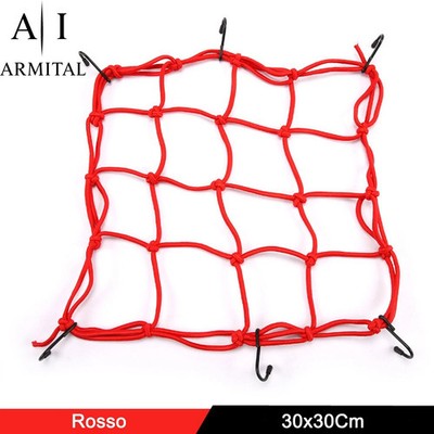 Rete Elastica Ragno Universale Per Moto E Scooter Portacasco E Bagagli Con 6 Ganci Antigraffio Regolabili 30x30cm