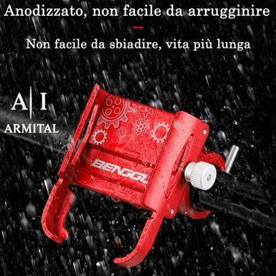 Supporto Smartphone Universale in Lega di Alluminio Rotazione 360 Gradi per Bicicletta Moto MTB E-Bike e Scooter Professionale Anti-Vibrazione
