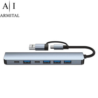 Hub USB-C 8 In 2 Adattatore Universale Docking Station In Alluminio Per MacBook PC Laptop E Smartphone Trasferimento Dati Ultra Rapido 10Gbps Con Ricarica PD
