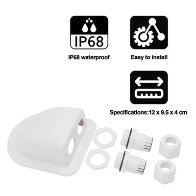 Passacavo Solare Doppio IP68 ABS Bianco Pannelli Fotovoltaici Camper Barche NEW