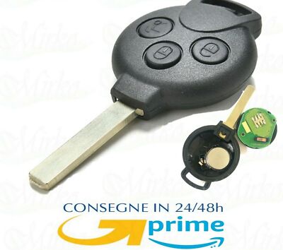 Chiave Telecomando 3 Tasti Con Chip Per Smart Fortwo Serie 450 E 451 Scocca Con Elettronica Per Auto