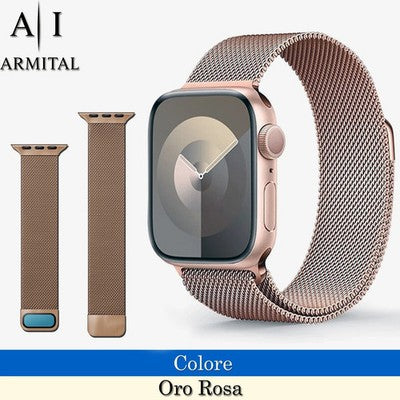 Cinturino Milanese in Acciaio Inox per Apple Watch 38-49mm Maglia Metallica Regolabile con Chiusura Magnetica Universale