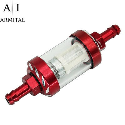 Filtro Carburante Universale 8mm In Vetro E Alluminio CNC Per Moto Cross Dirt Bike Ed ATV
