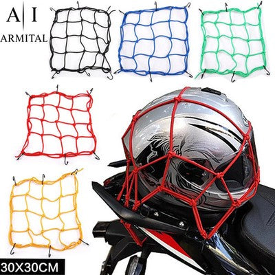 Rete Elastica Ragno Universale Per Moto E Scooter Portacasco E Bagagli Con 6 Ganci Antigraffio Regolabili 30x30cm