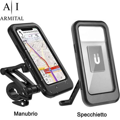 Supporto Cellulare Impermeabile Per Moto E Bici Rotazione 360 Gradi Touch Screen Universale Fino A 6.7 Pollici Anti Vibrazione