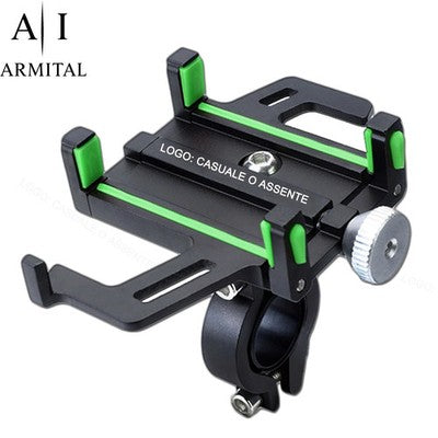 Supporto Cellulare Universale in Alluminio per Moto e Bici, Rotazione 360 Gradi, Sistema Anti-Caduta a 5 Ganci, Estremamente Robusto e Stabile