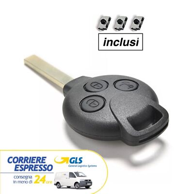 Guscio Cover Chiave Smart Fortwo 451 Telecomando Ricambio 3 Tasti Con Lama Da Fresare