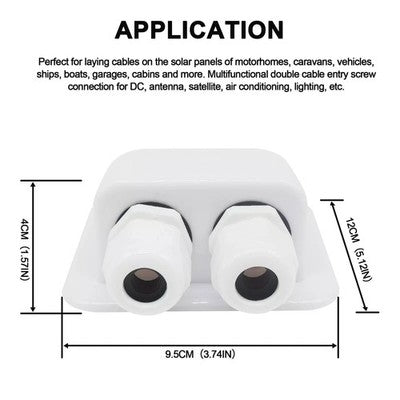 Passacavo Solare Doppio Impermeabile IP68 In ABS Bianco Per Camper, Caravan E Barche - Ideale Per Pannelli Solari E Antenne SAT