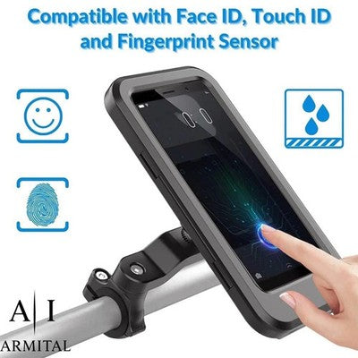 Supporto Cellulare Impermeabile Per Moto E Bici Rotazione 360 Gradi Touch Screen Universale Fino A 6.7 Pollici Anti Vibrazione