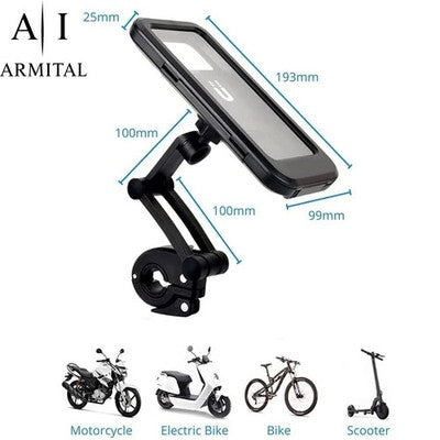 Supporto Cellulare Impermeabile Per Moto E Bici Rotazione 360 Gradi Touch Screen Universale Fino A 6.7 Pollici Anti Vibrazione