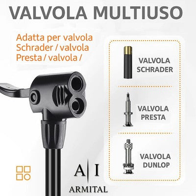 Pompa Da Officina Professionale In Alluminio 160 PSI Con Manometro Di Precisione Per Valvole Presta E Schrader Universale Per Bici Moto E Auto