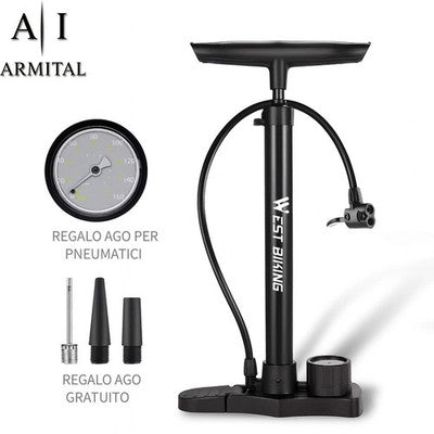 Pompa Da Officina Professionale In Alluminio 160 PSI Con Manometro Di Precisione Per Valvole Presta E Schrader Universale Per Bici Moto E Auto