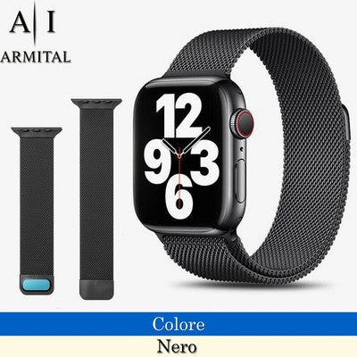 Cinturino Milanese in Acciaio Inox per Apple Watch 38-49mm Maglia Metallica Regolabile con Chiusura Magnetica Universale