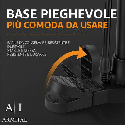 Pompa Da Officina Professionale In Alluminio 160 PSI Con Manometro Di Precisione Per Valvole Presta E Schrader Universale Per Bici Moto E Auto