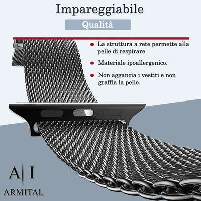 Cinturino Milanese in Acciaio Inox per Apple Watch 38-49mm Maglia Metallica Regolabile con Chiusura Magnetica Universale